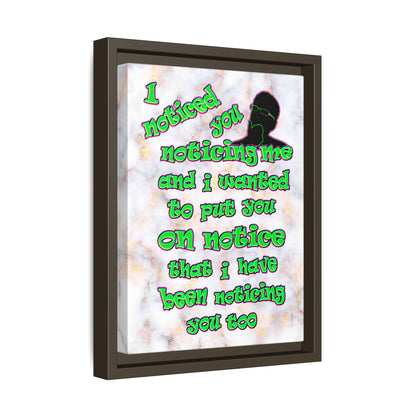 noticed you noticing - framed canvas art (white marble)