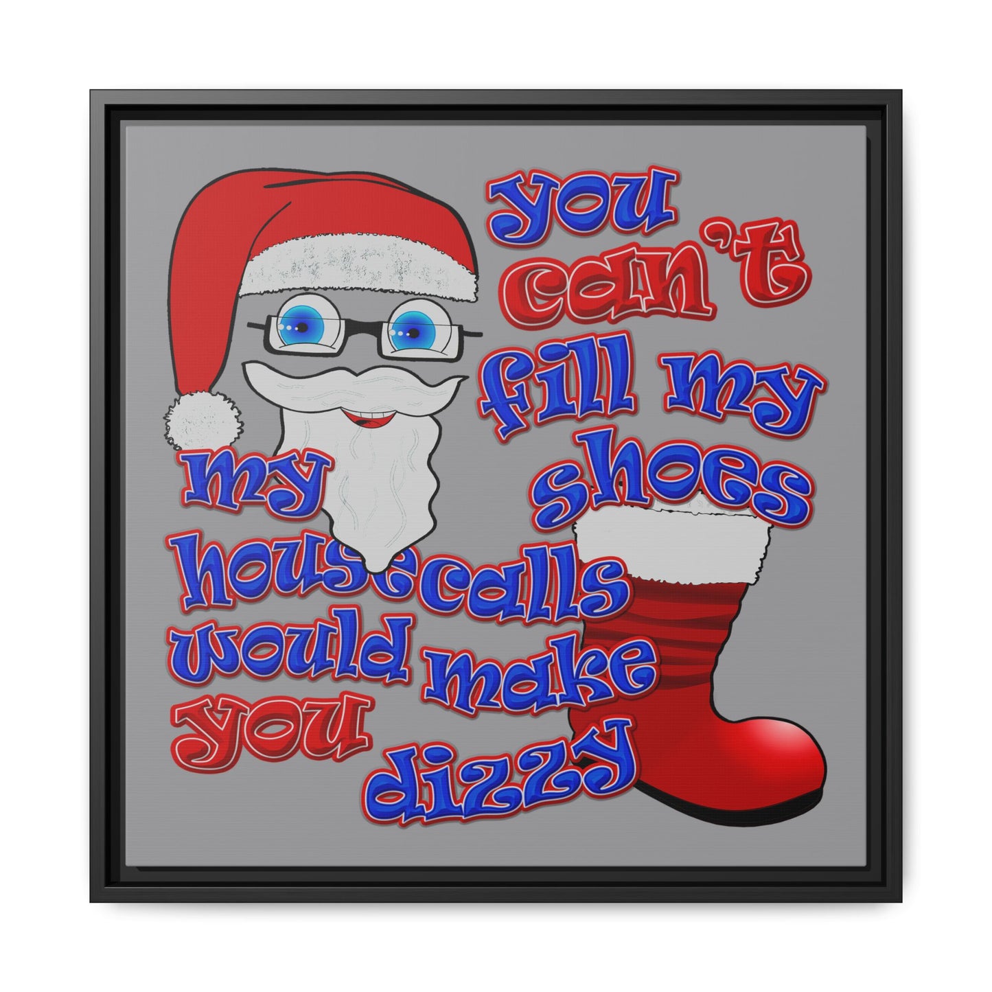 santa's shoes - framed canvas art (grey)