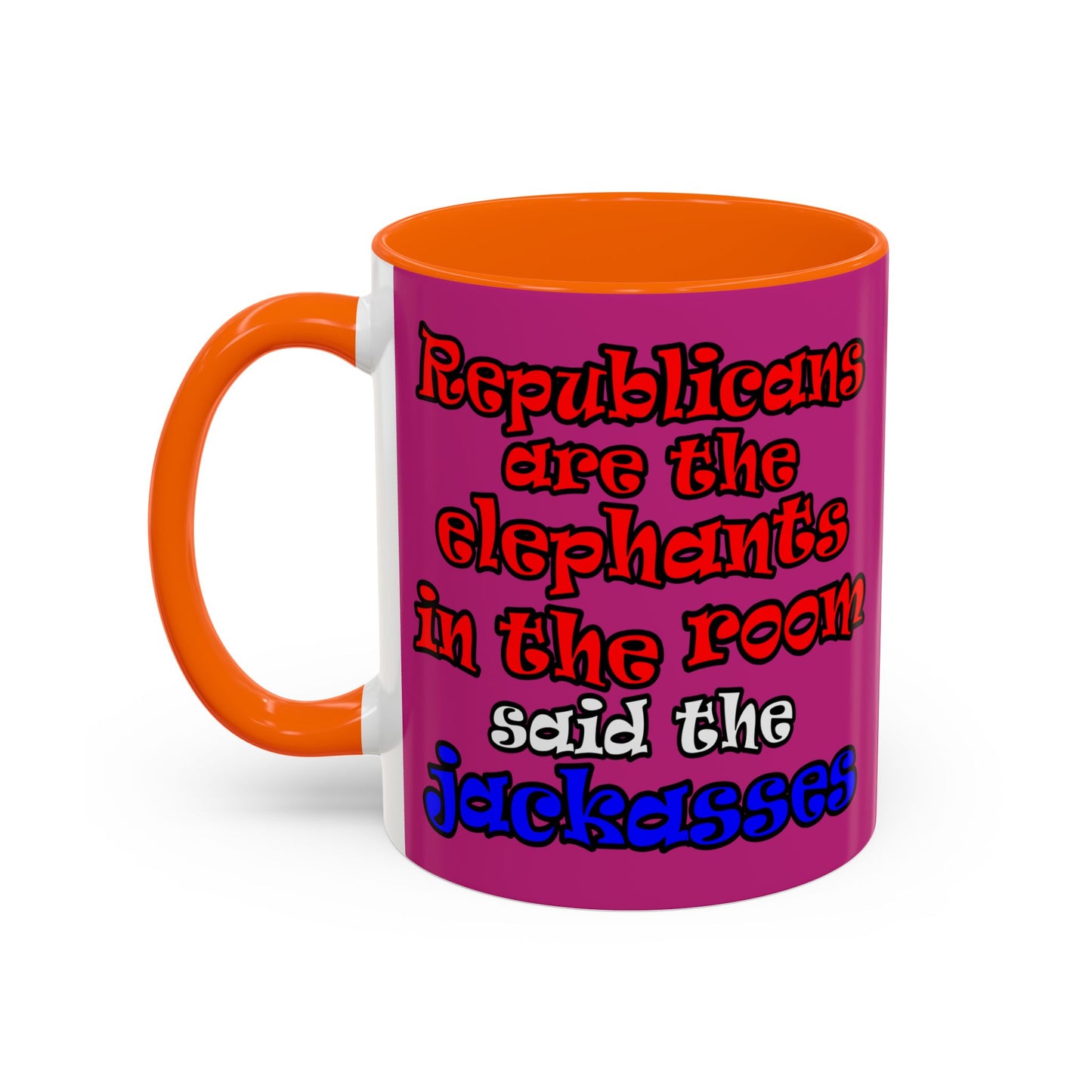 donkeys and elephants - Accent Mug (pink)