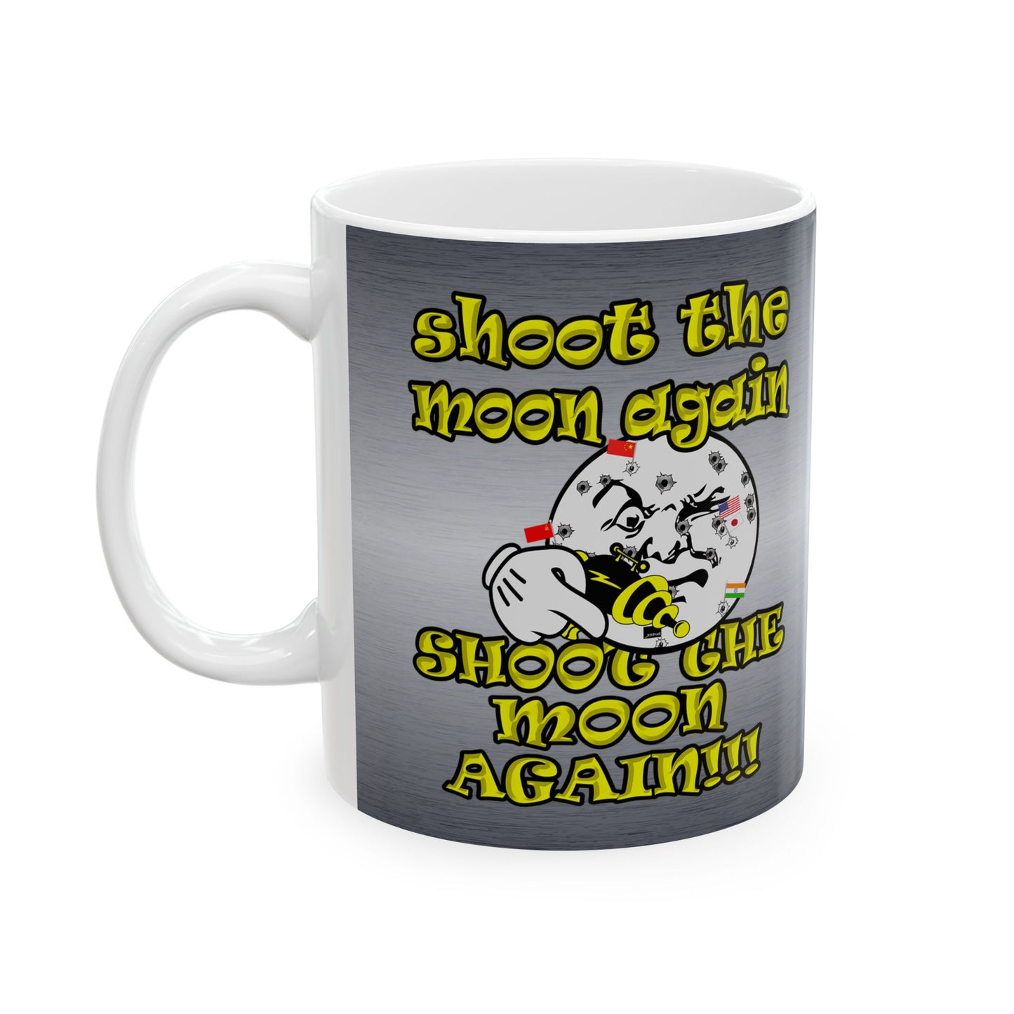shoot the moon again - White Mug (brushed nickel)