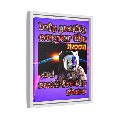 defy conquer reach - framed canvas art (purple-pink wave)