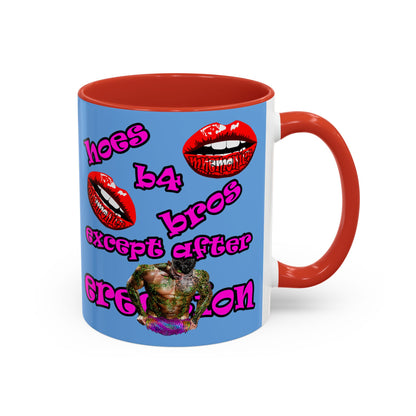 hoes b4 bros - Accent Mug (light blue)