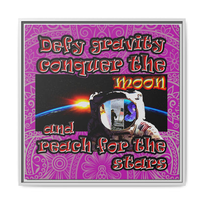 defy conquer reach - framed canvas art (pink swirl)