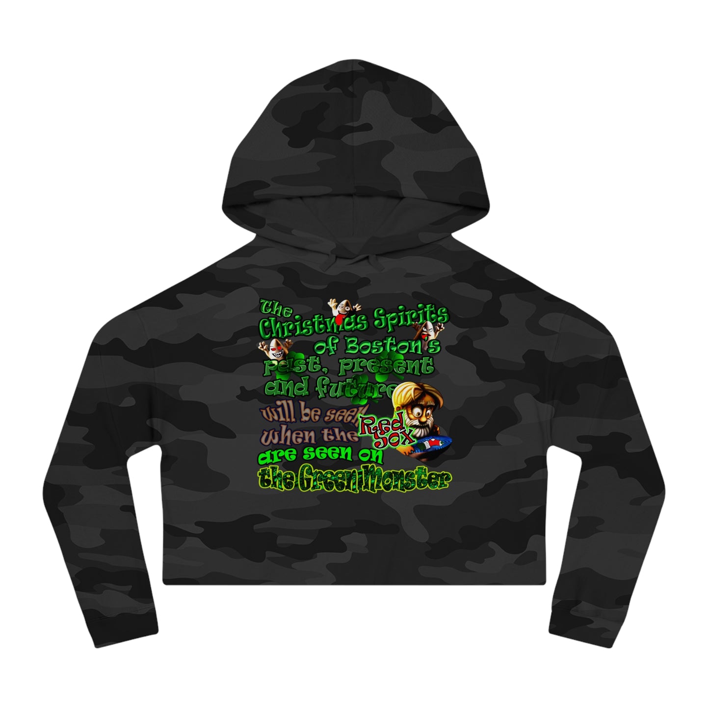 christmas spirits of boston - Women’s Cropped Hooded Sweatshirt