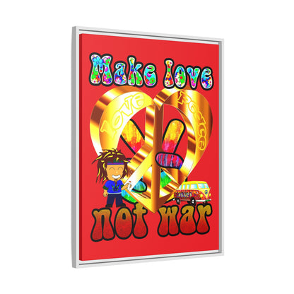 love peace - framed canvas art (red)