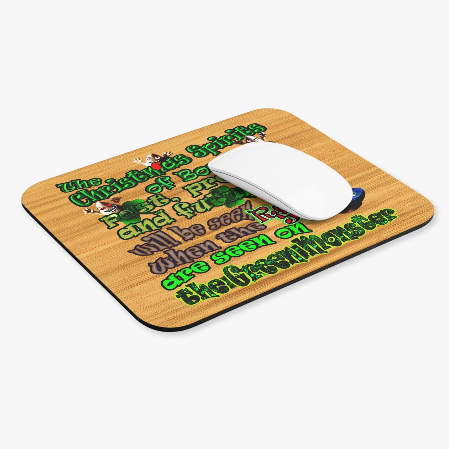 christmas spirits of boston - Mouse Pad (Rectangle) (butterscotch wood finish)