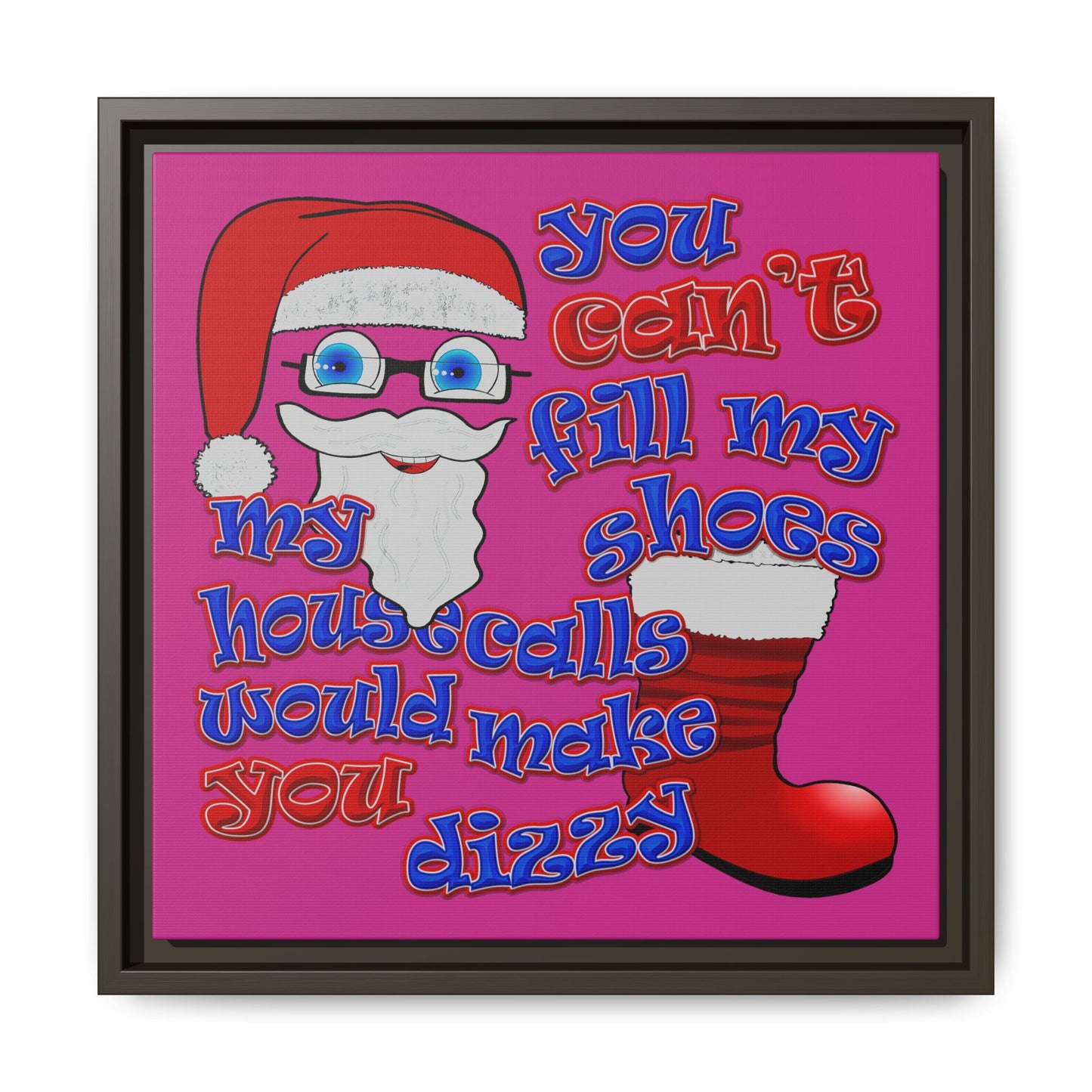 santa's shoes - framed canvas art (pink)