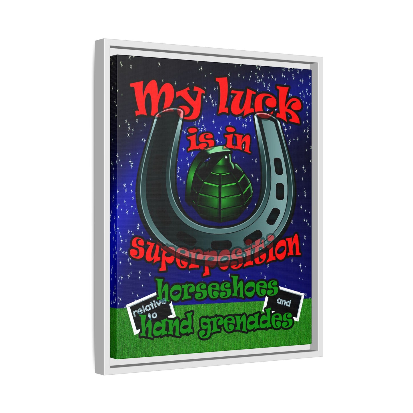 my luck - framed canvas art ('snoops' background)