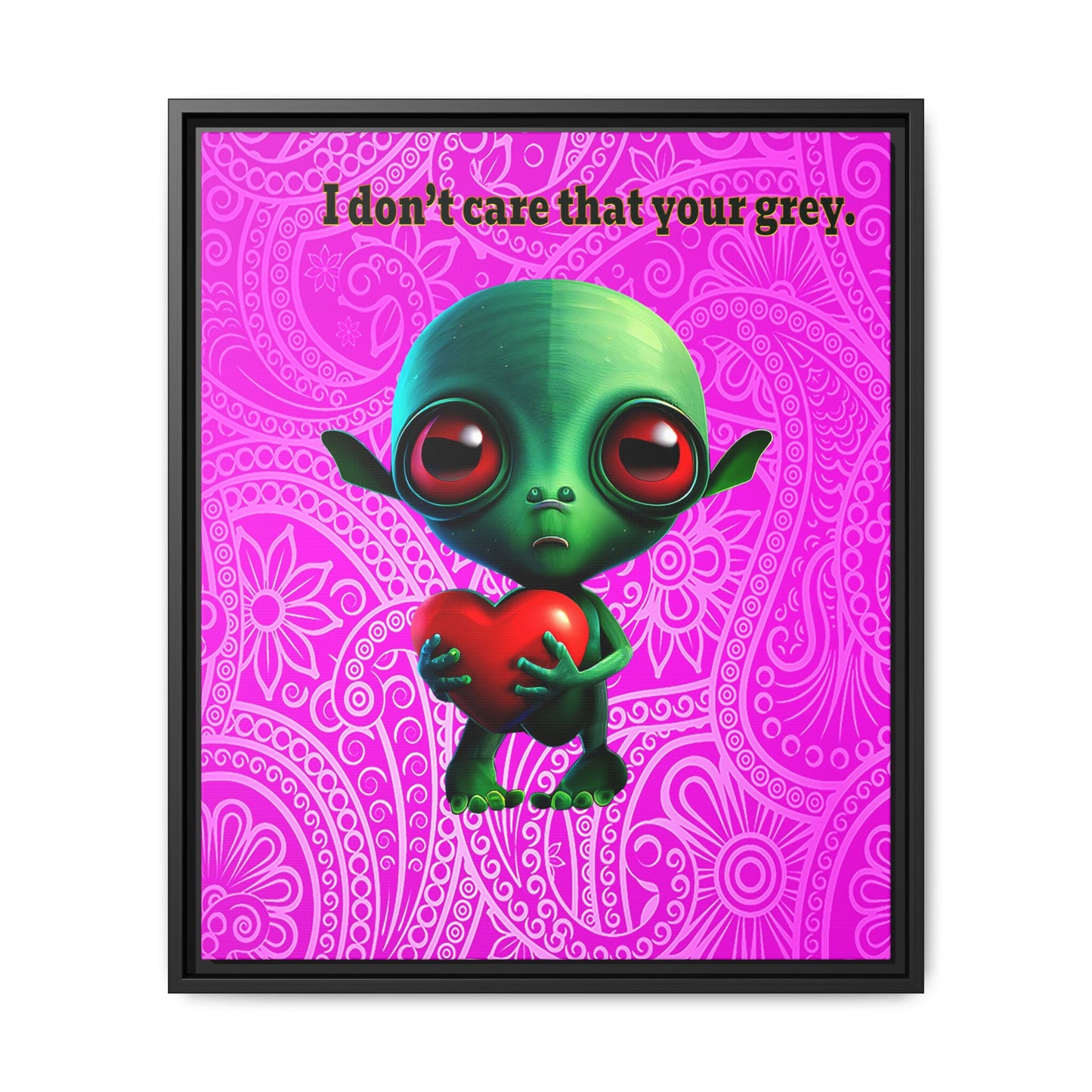 I don't care that your grey - framed canvas art (pink swirl)