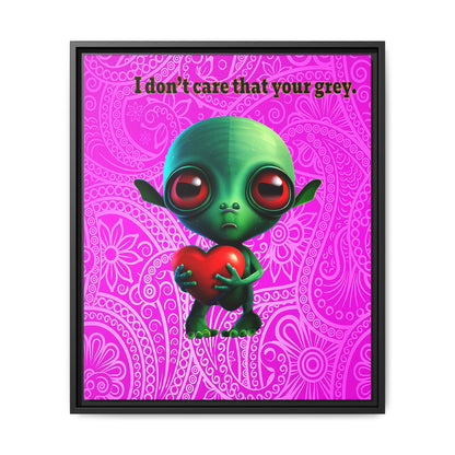I don't care that your grey - framed canvas art (pink swirl)