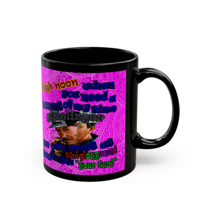 high noon - Black Mug (pink swirl)
