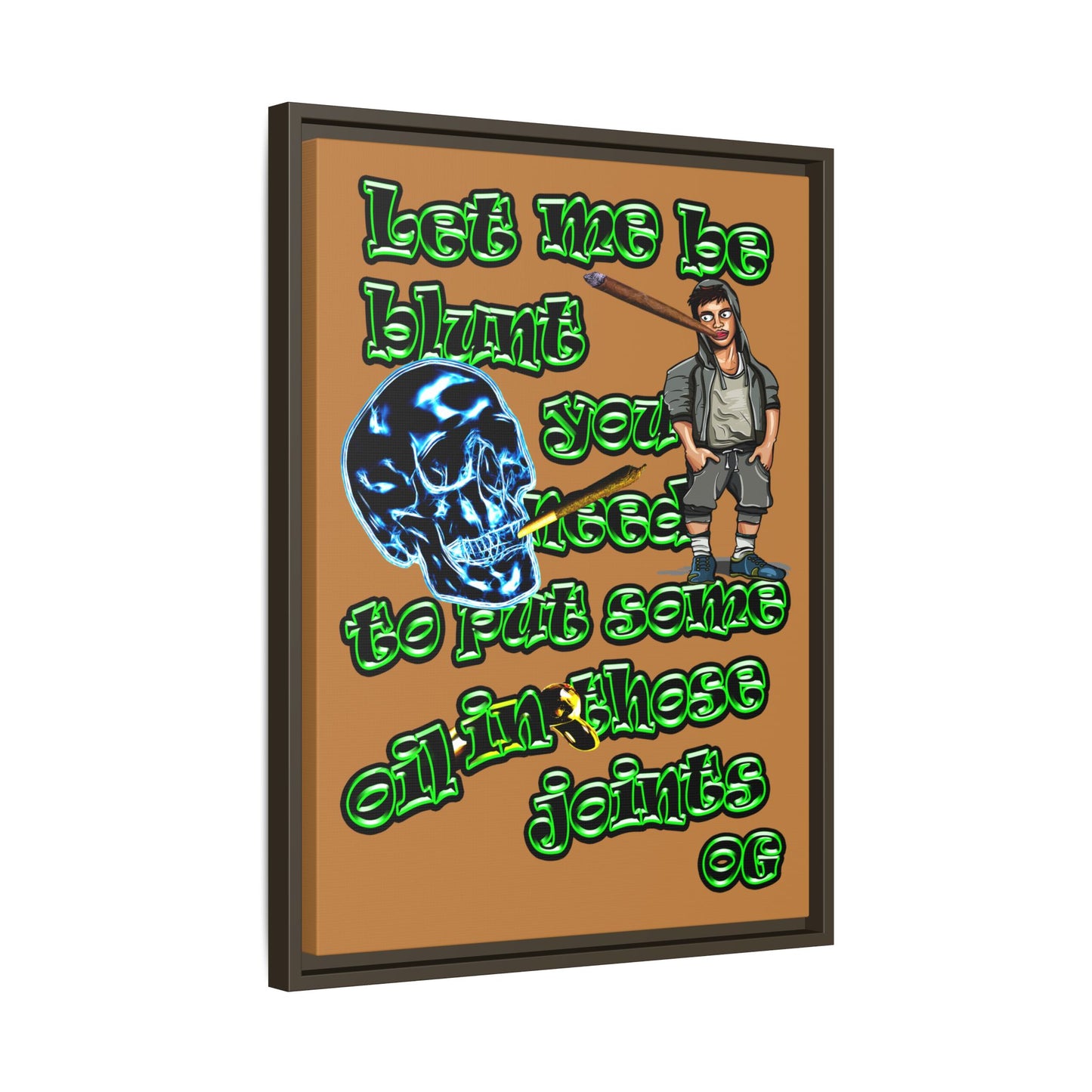 og - framed canvas art (light brown)