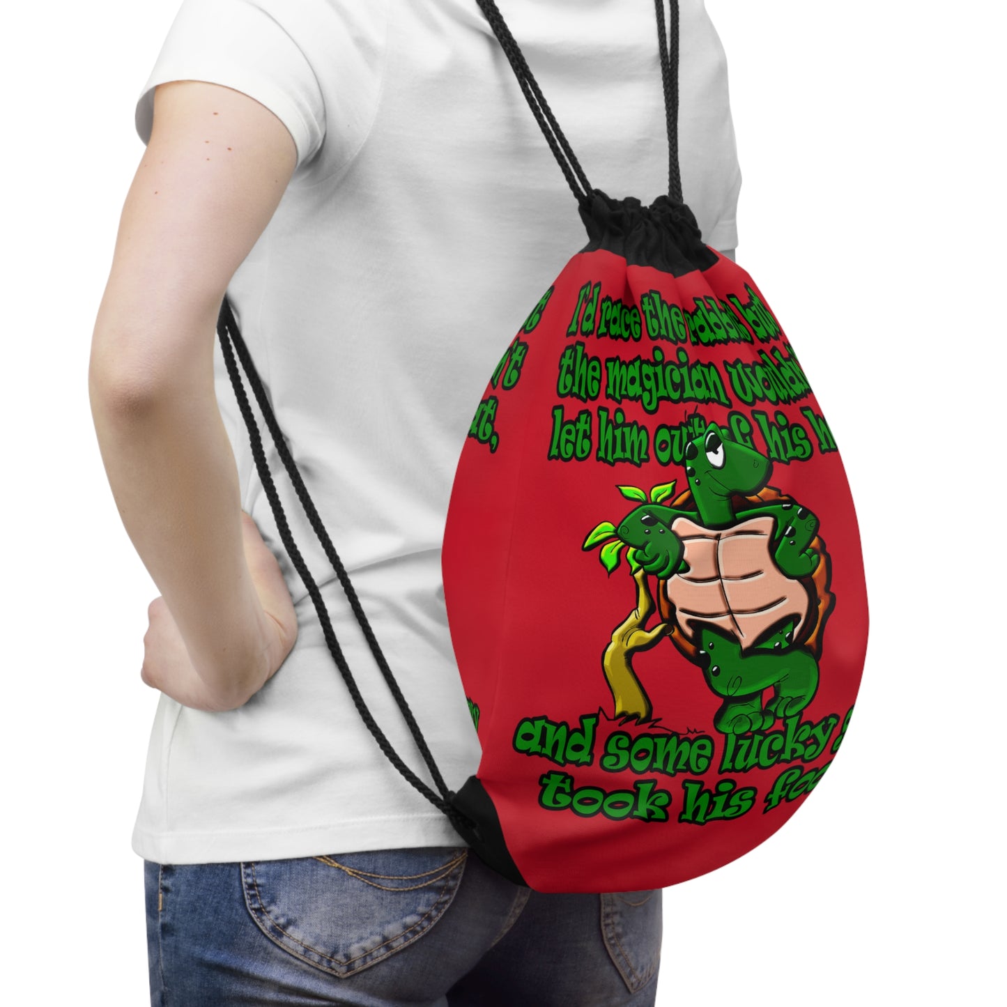 turtle race - Drawstring Bag (dark red)