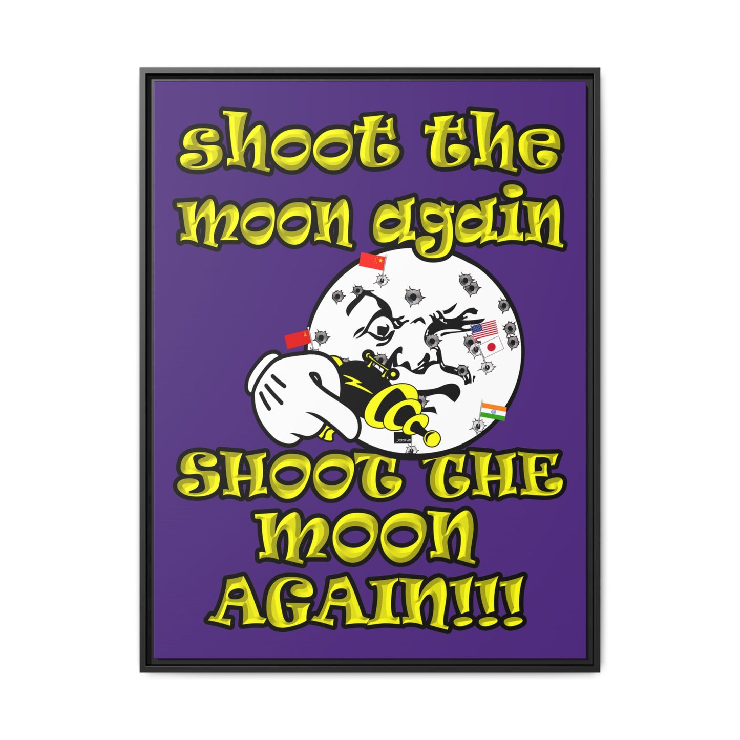 shoot the moon again - framed canvas art (purple)