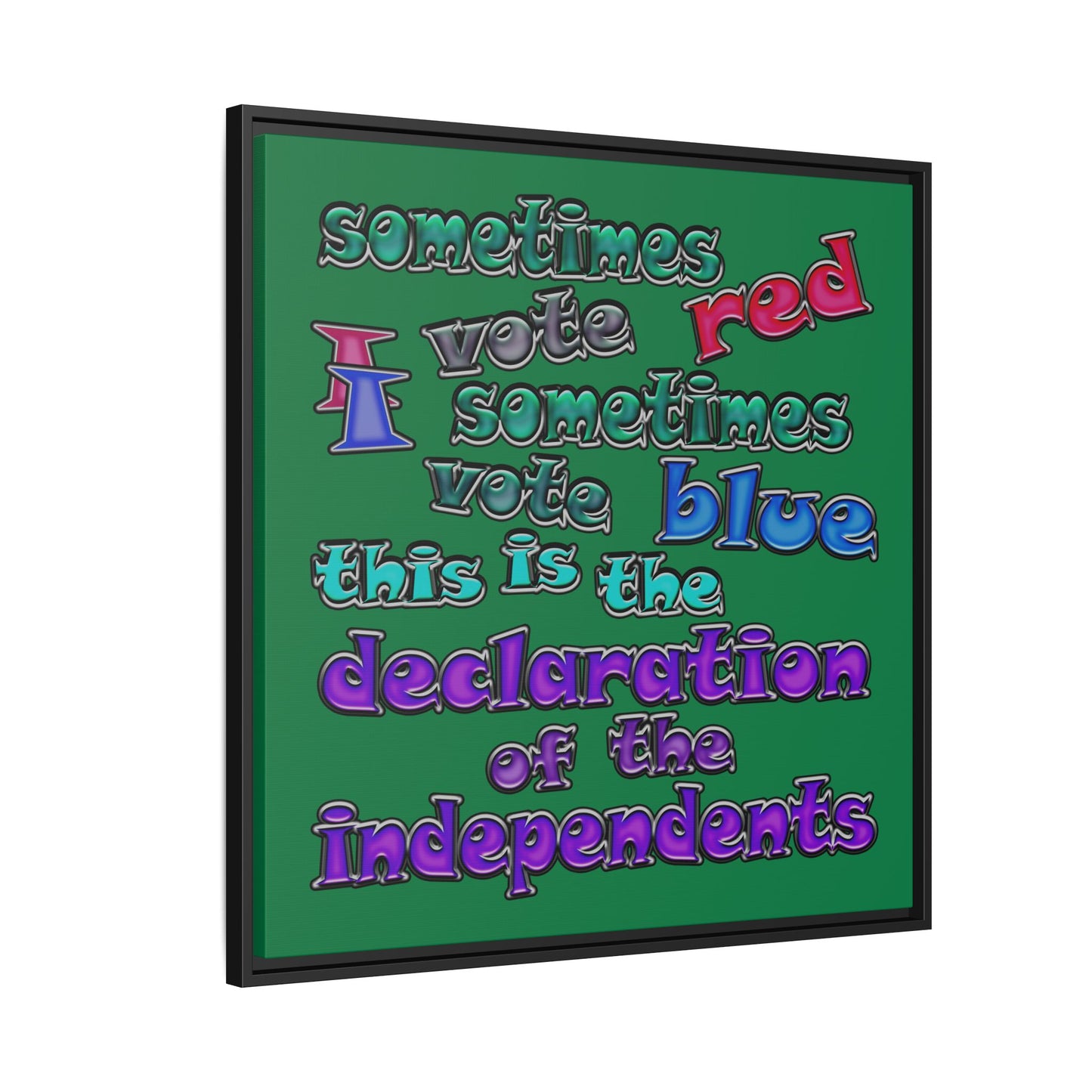 declaration of the independents - framed canvas art (dark green)