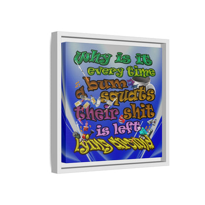 the bum's shit - framed canvas art (blue-white wave)
