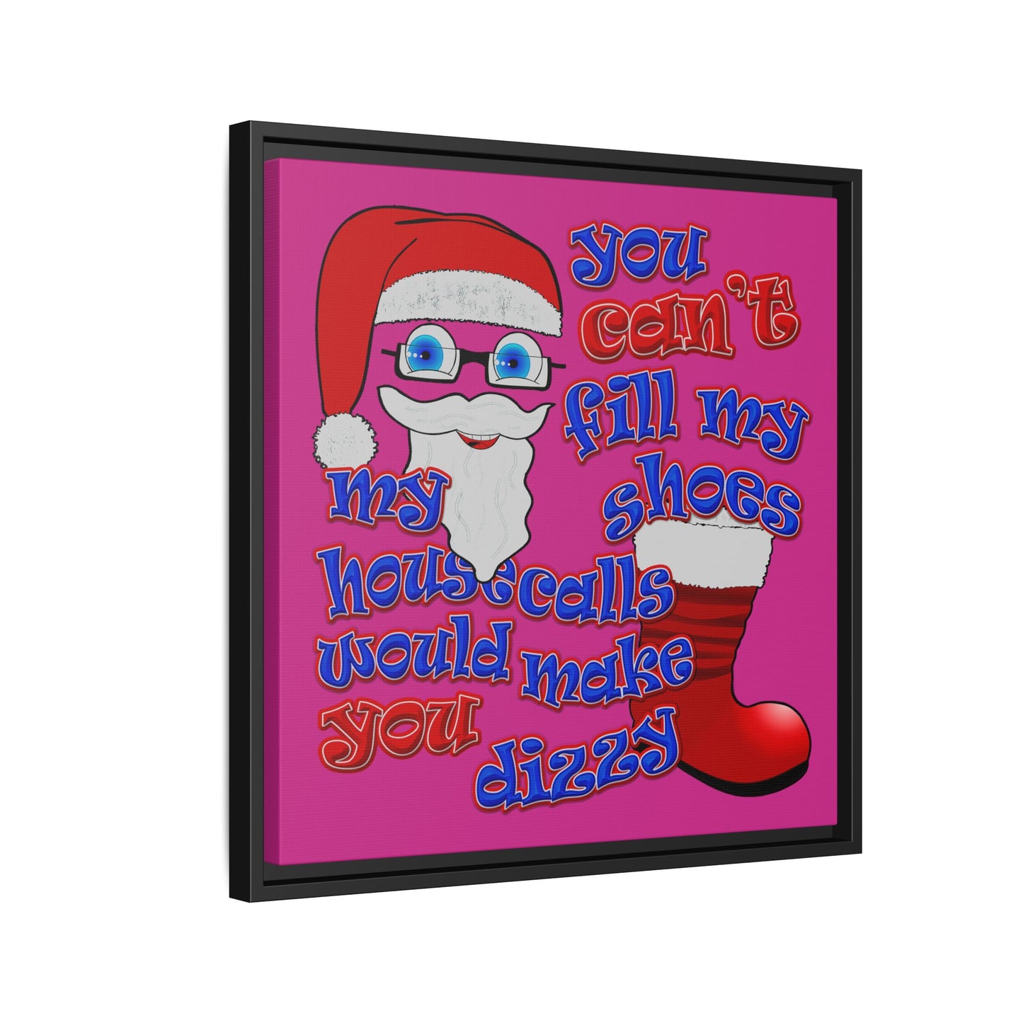 santa's shoes - framed canvas art (pink)