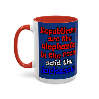 donkeys and elephants - Accent Mug (dark blue)
