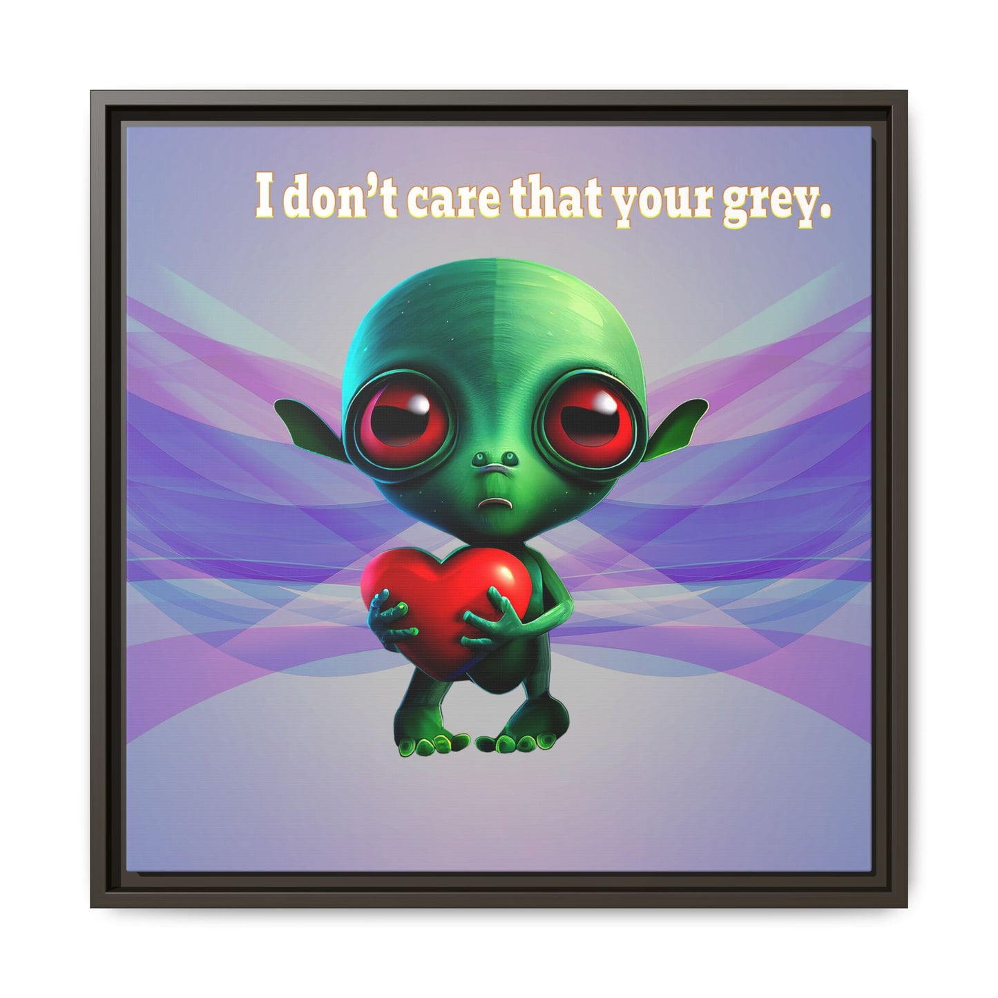 I don't care that your grey - framed canvas art (light blue-pink wave)
