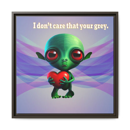 I don't care that your grey - framed canvas art (light blue-pink wave)