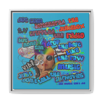 drop the beat - framed canvas art (turquoise)