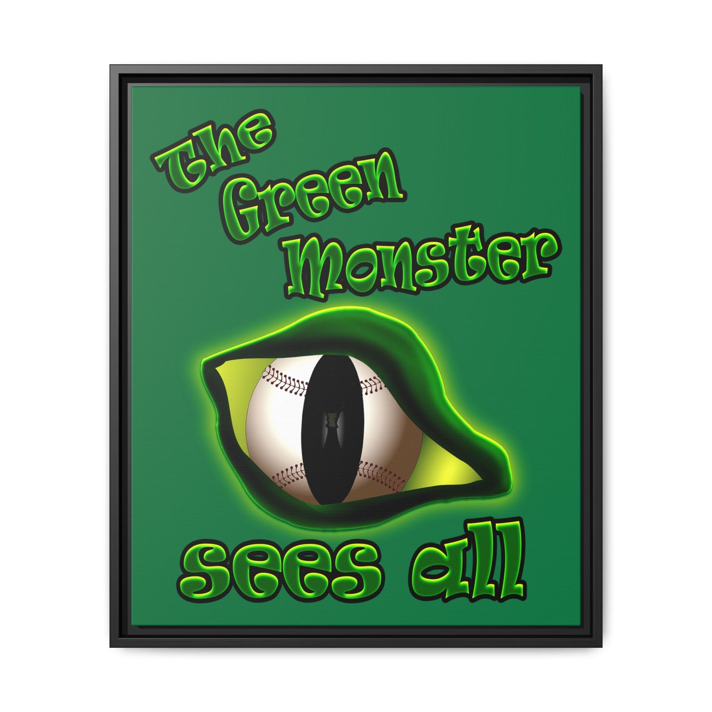 green monster - framed canvas art (dark green)