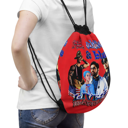 rw&b lives matter - Drawstring Bag (red)