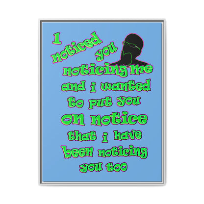 noticed you noticing - framed canvas art (light blue)