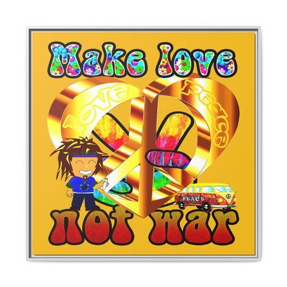love peace - framed canvas art (yellow)