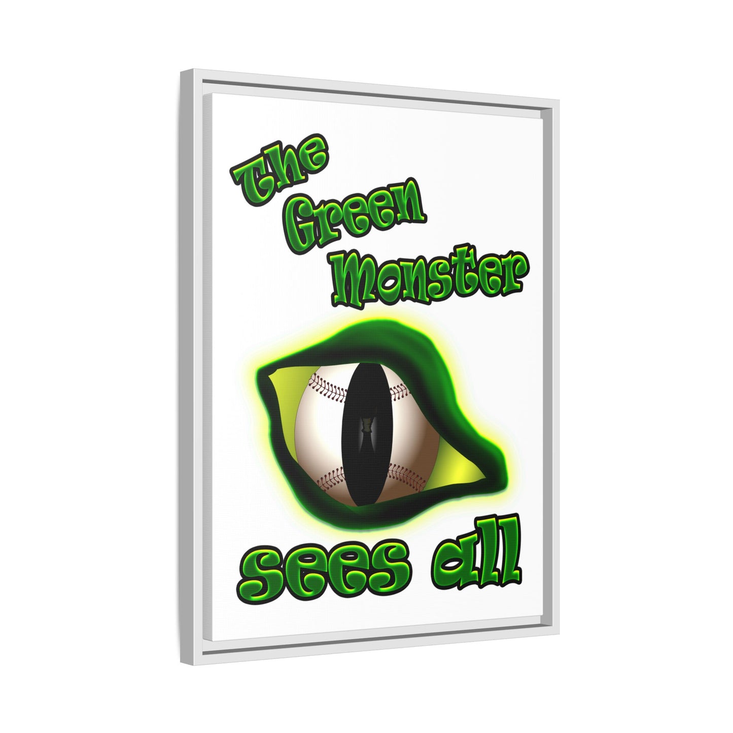 green monster - framed canvas art (white)