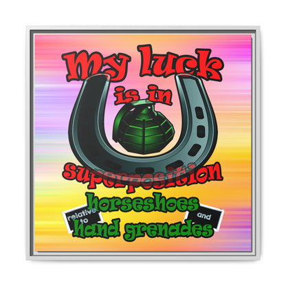 my luck - framed canvas art (color blur)