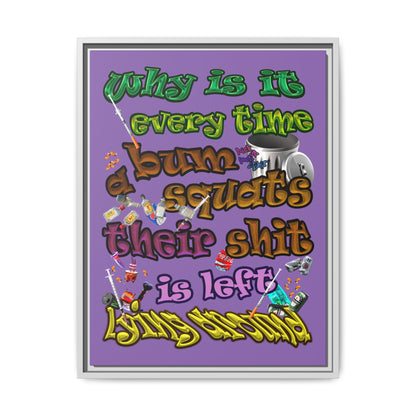 the bum's shit - framed canvas art (light purple)