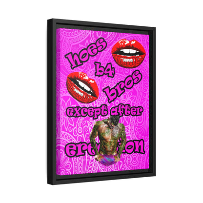 hoes b4 bros - framed canvas art (pink swirl)