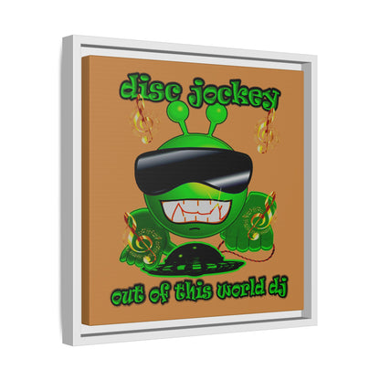 disc jockey - framed canvas art (light brown)
