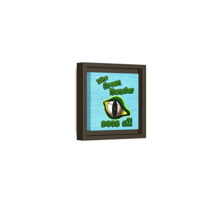 green monster - framed canvas art (faded blue)