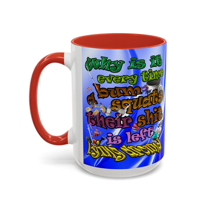 the bum's shit - Accent Mug (blue-white wave)