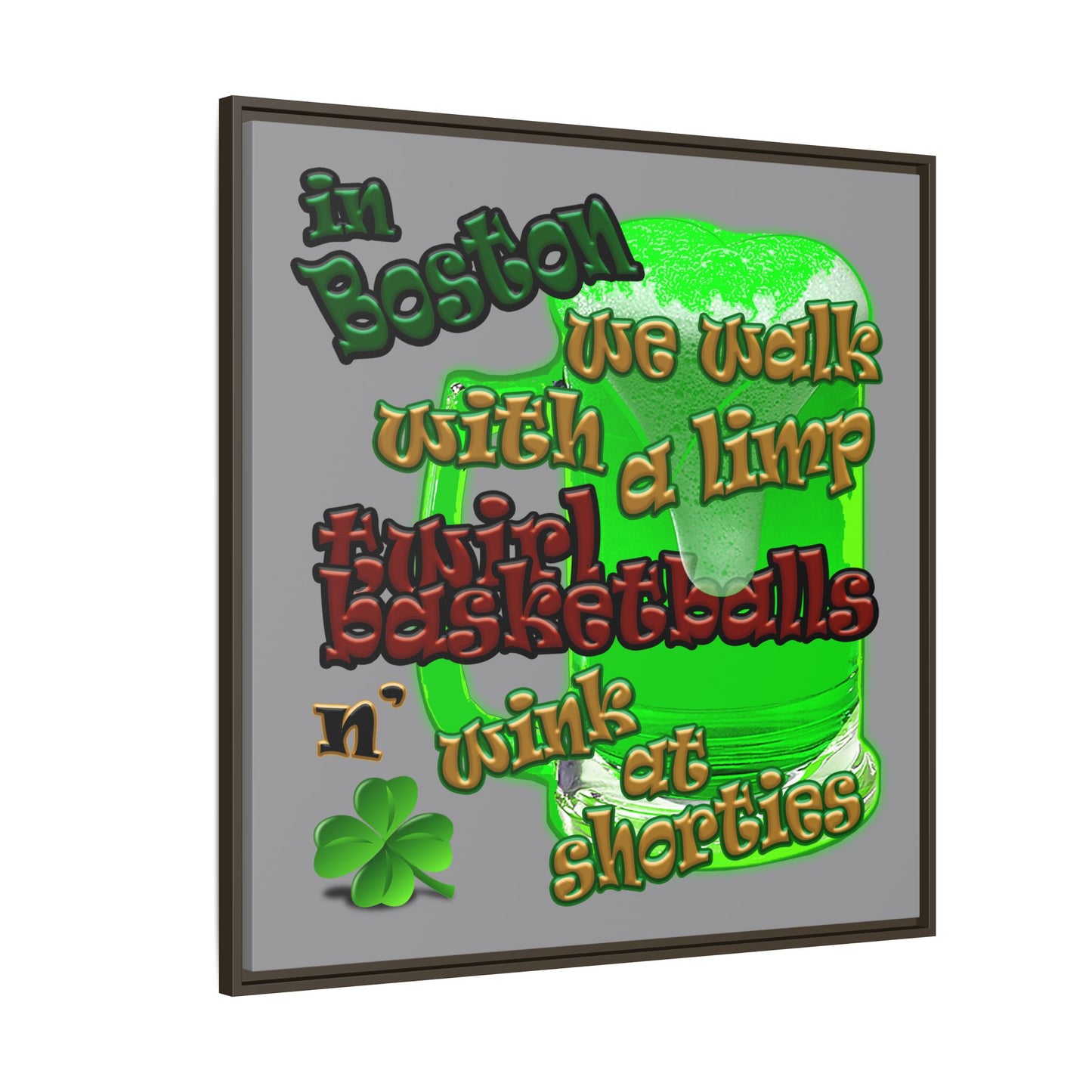 celtics logo - framed canvas art (grey)