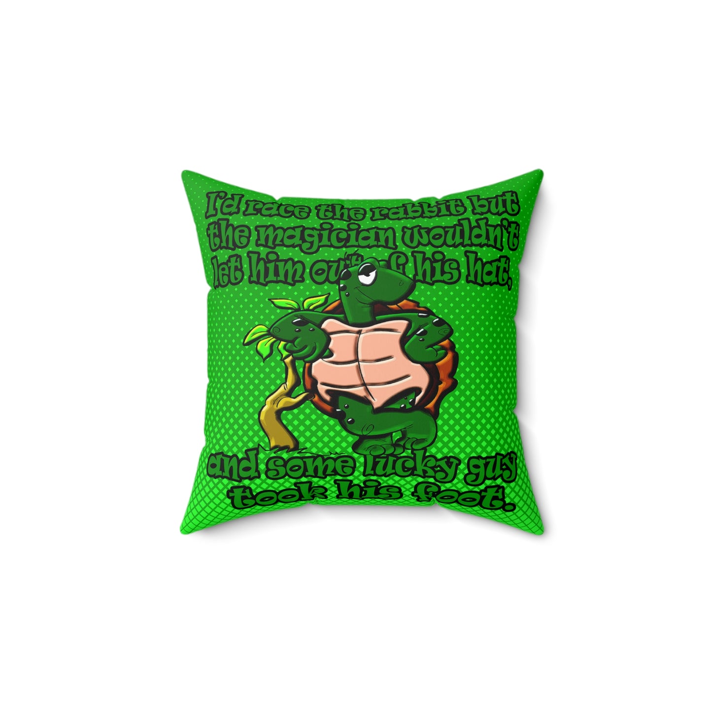 turtle race - Spun Polyester Square Pillow - (logo green)