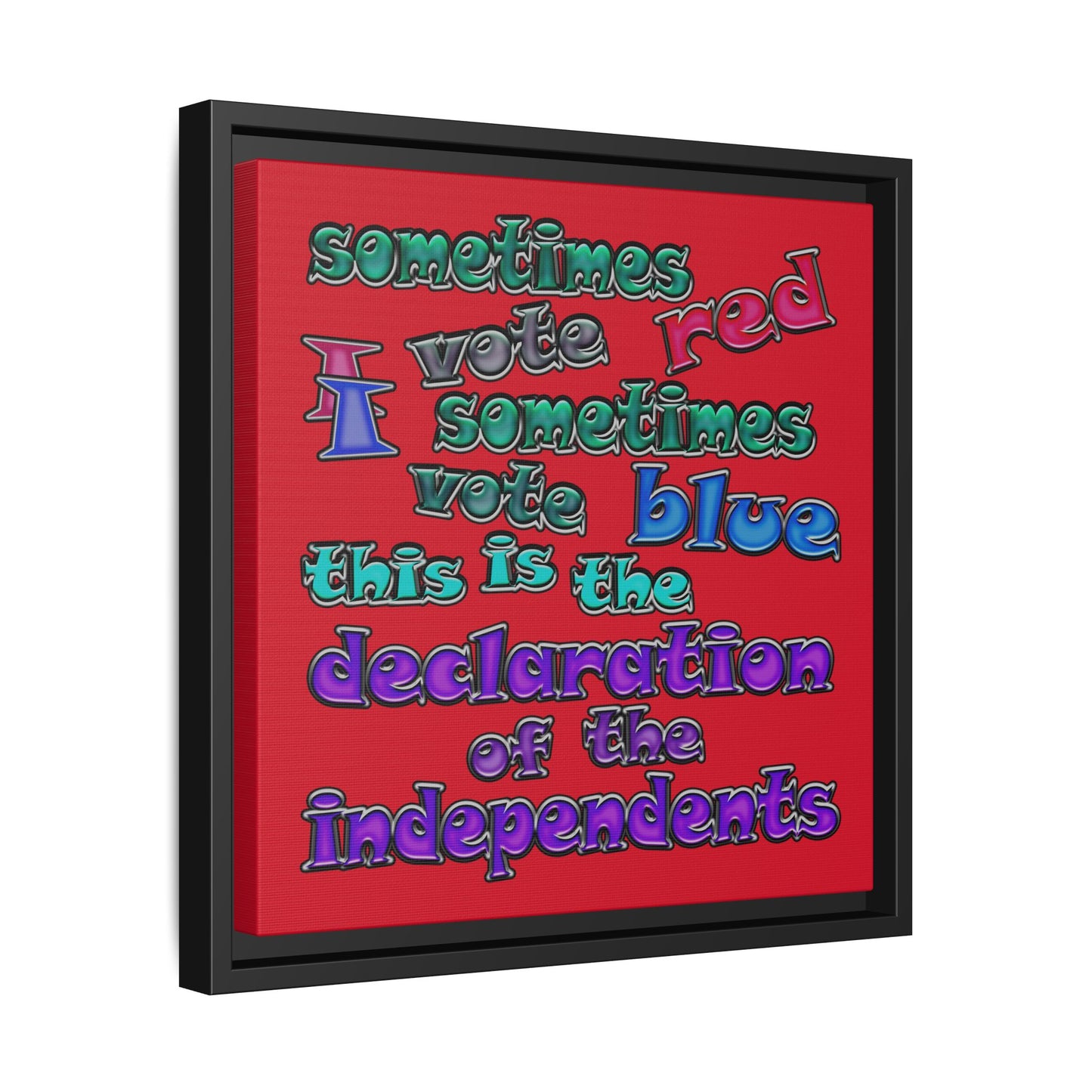 declaration of the independents - framed canvas art (dark red)
