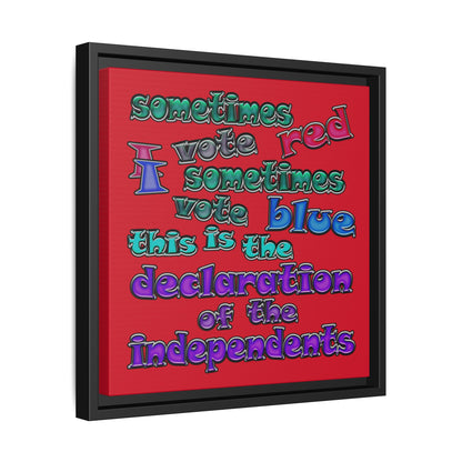 declaration of the independents - framed canvas art (dark red)