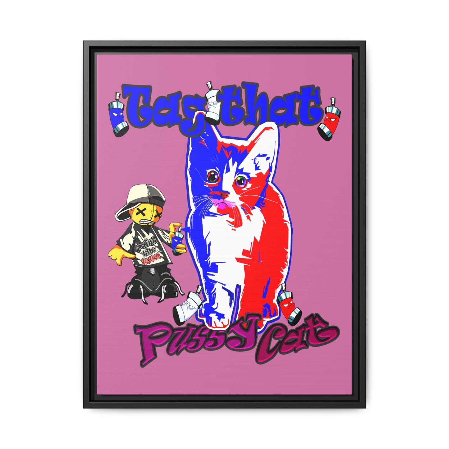 tag that - framed canvas art (light pink)
