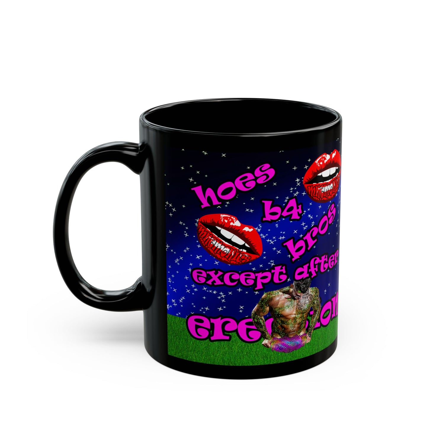 hoes b4 bros - Black Mug ('snoops' background)