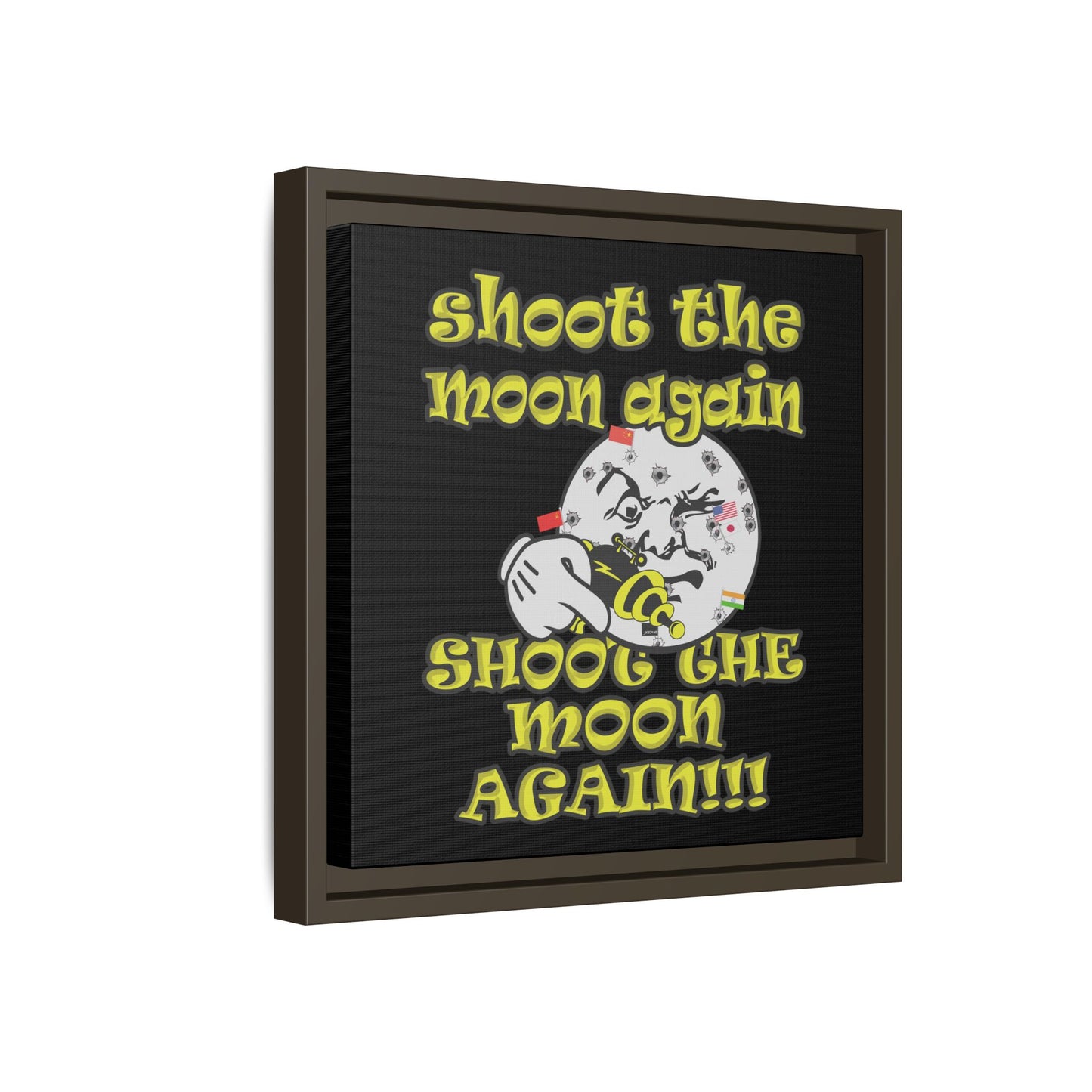 shoot the moon again - framed canvas art (black)