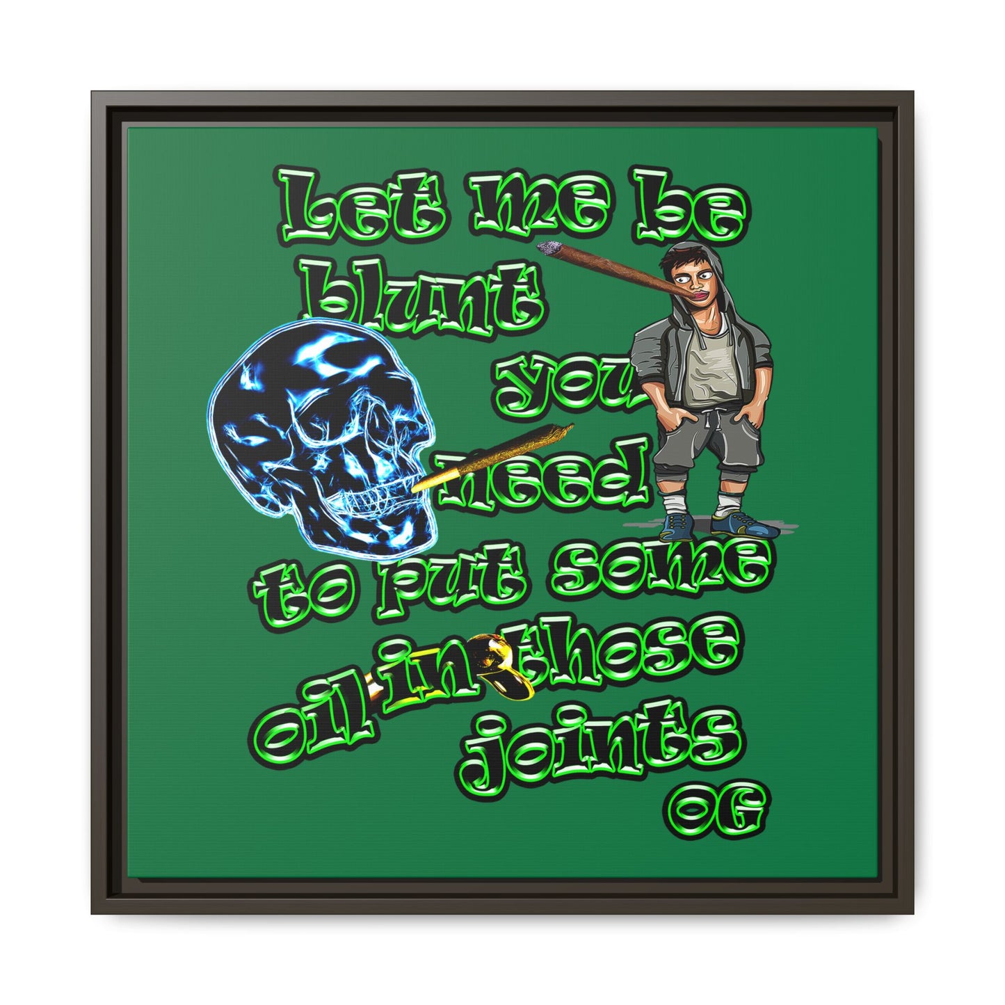 og - framed canvas art (dark green)