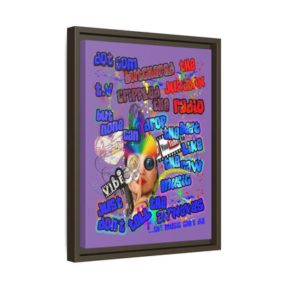 drop the beat - framed canvas art (light purple)