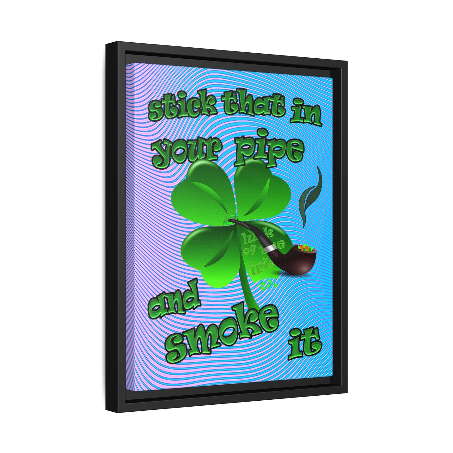 stick that in your pipe and smoke it - framed canvas art (light blue-purple wave)