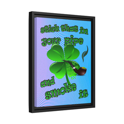 stick that in your pipe and smoke it - framed canvas art (light blue-purple wave)