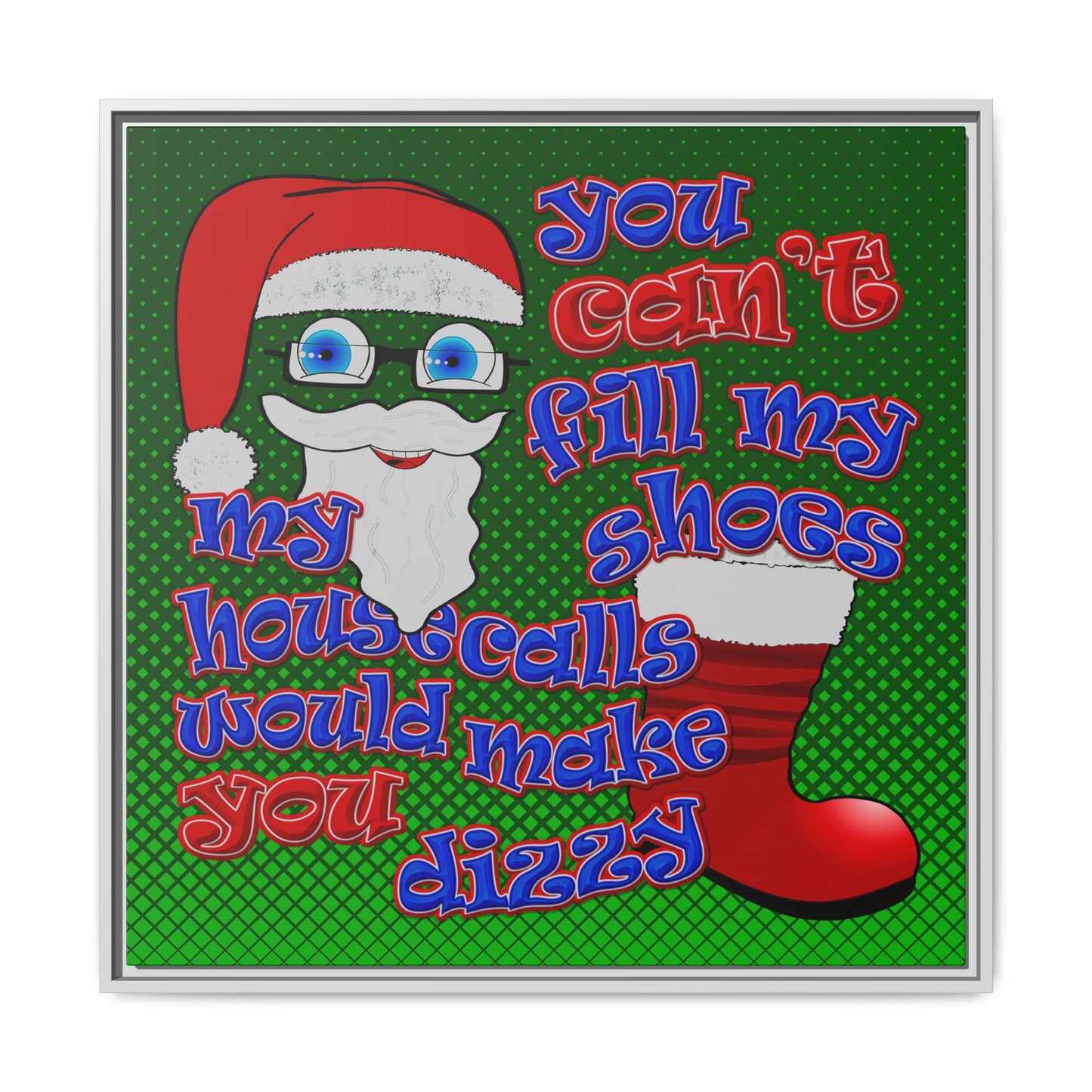 santa's shoes - framed canvas art (logo green)