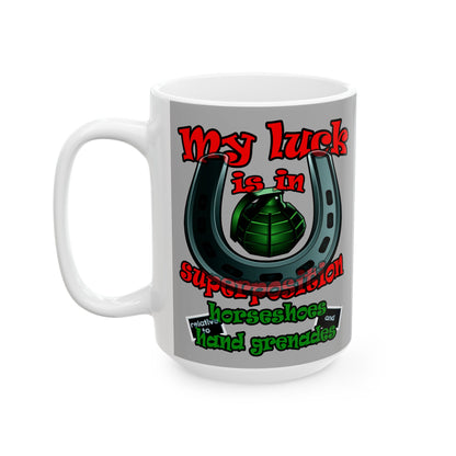 my luck - White Mug (light grey)