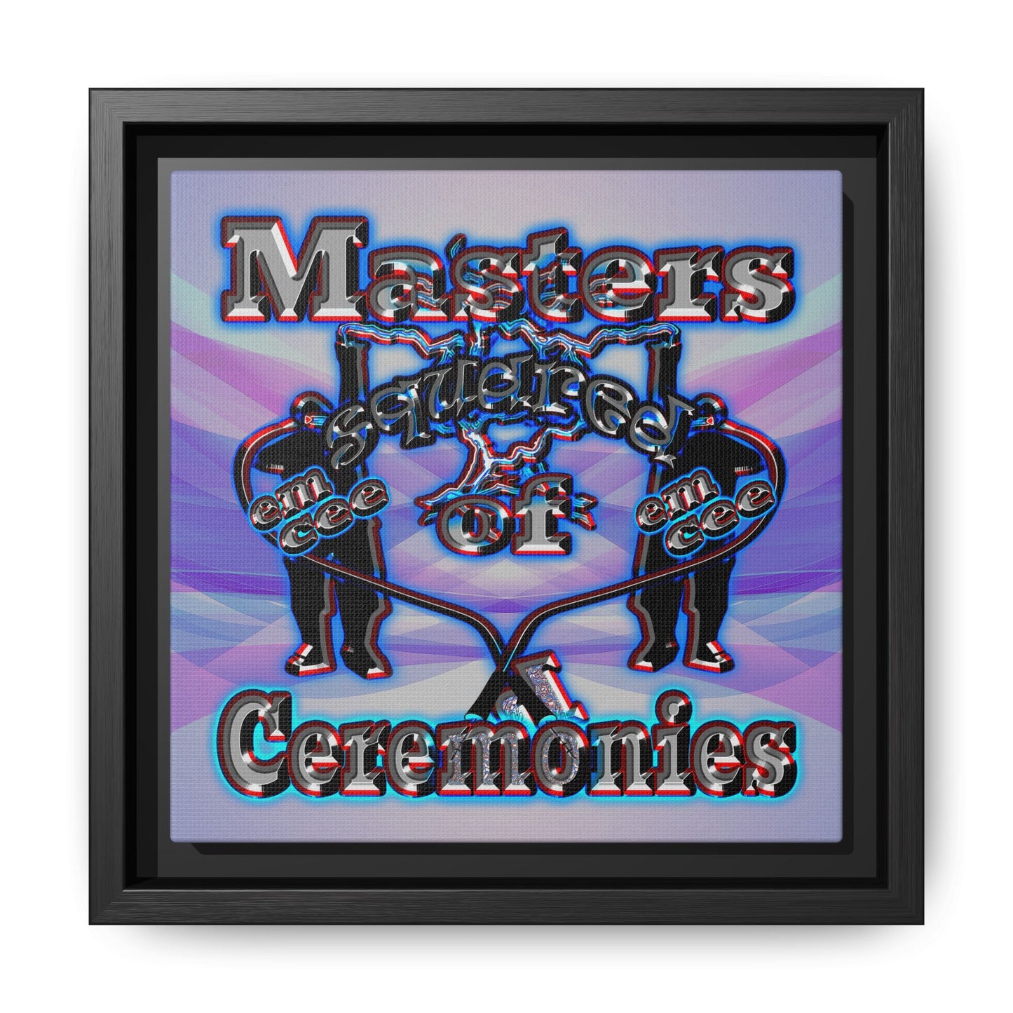 em cee squared - framed canvas art (light blue-pink wave)